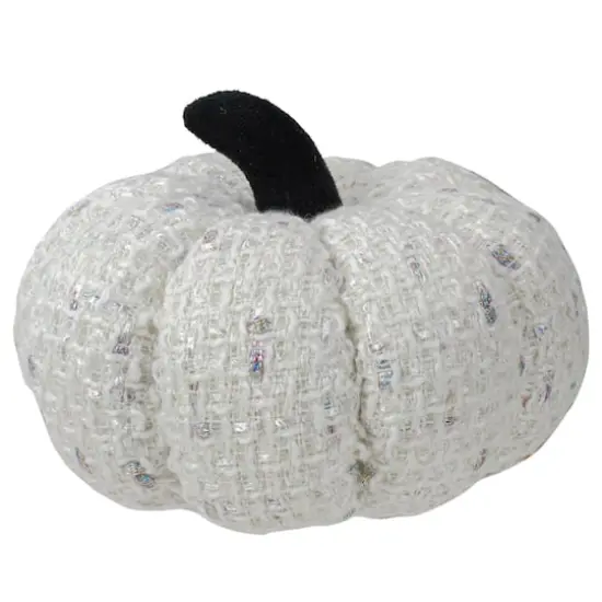 5" Ivory Knitted Fall Harvest Tabletop Pumpkin {1}