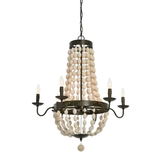 Hello Honey® 36" Multicolor Metal and Draped Wood Bead Chandelier {13}