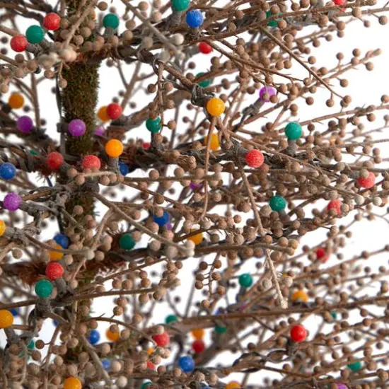 6ft. Pre-Lit Frosted Berry Twig Artificial Christmas Tree, Multicolor Gum Ball LED Lights {6}