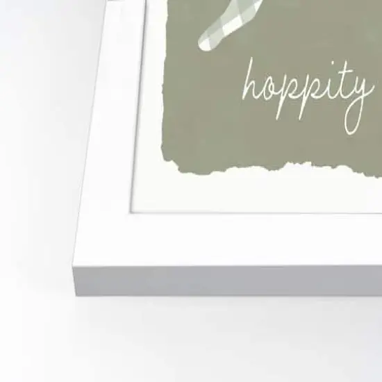 Hippity Hoppity Bunny Sage 16" x 16" White Framed Print Under Plexiglass {3}