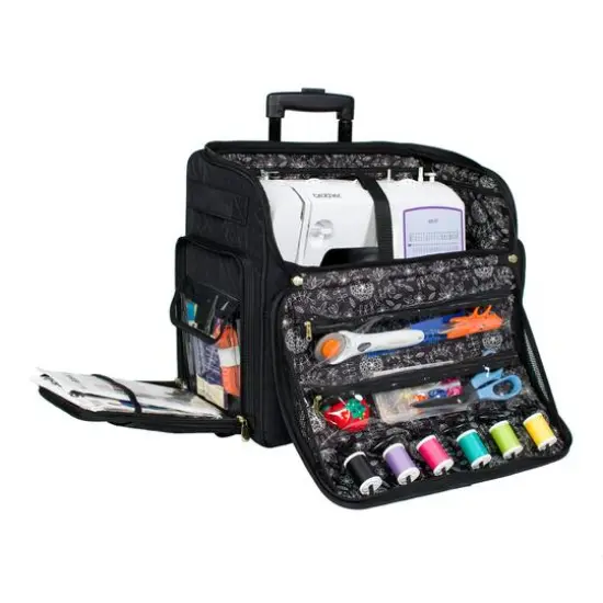 Everything Mary Black Stamped Rolling Sewing Machine Tote {4}