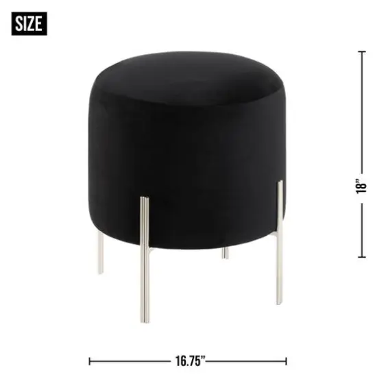 18" Modern Black Velvet Stool {4}