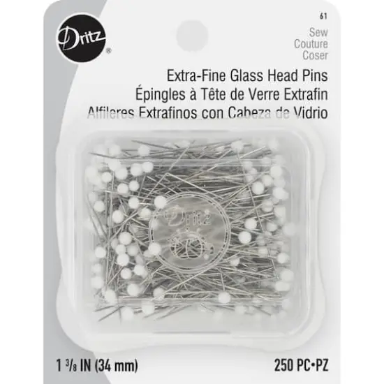 Dritz&reg; 1.375" White Extra Fine Glass Head Pins, 250ct. {1}
