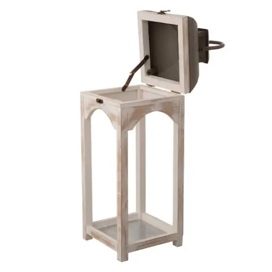 Glitzhome&reg; White Wooden Modern Farmhouse Lantern Set {6}