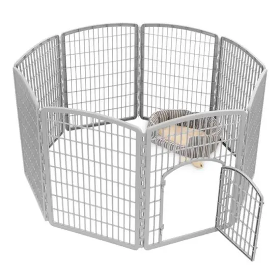 IRIS&reg; Gray 8-Panel Pet Playpen with Door {1}