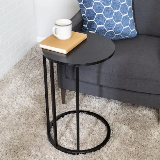 Honey Can Do Black Round C End Table {1}