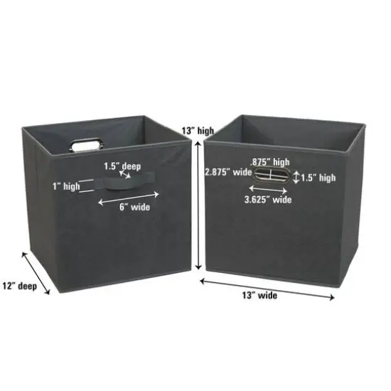 2 Pack Household Essentials 13" Fabric Storage Bins Cobblestone {5}