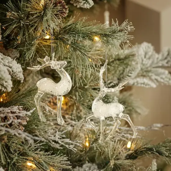 Clear Bubbled Plastic Deer Ornaments Set {3}