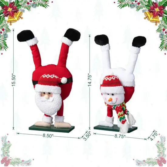 Glitzhome&reg; Upside Down Fabric Santa & Snowman Table D&eacute;cor Set {8}