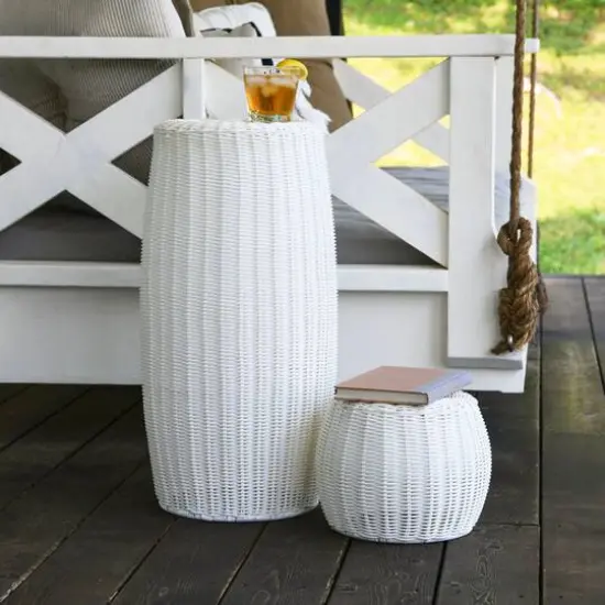 Household Essentials 24.5" White Woven Pedestal {4}