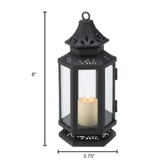 8" Black Metal Stagecoach Lantern {7}