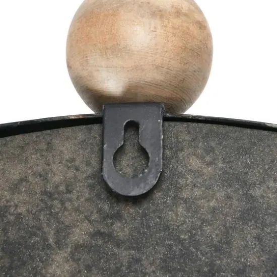 Hello Honey® Black Oval Metal Wall Mirror with Wood Beads {5}