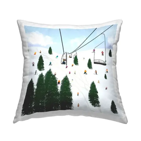 Stupell Industries Busy Ski Slopes Lift Winter Sports Scenery Throw Pillow, 18" x 18" {1}