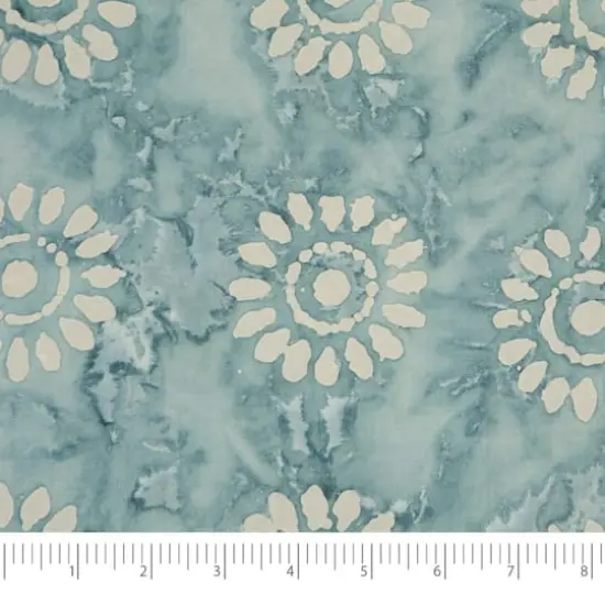 SINGER Batik Cadet Blue Sunflower Cotton Fabric {1}