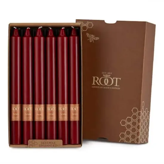 Root Candles Arista&trade; 9" Smooth Dinner Candles, 12ct. Garnet {1}