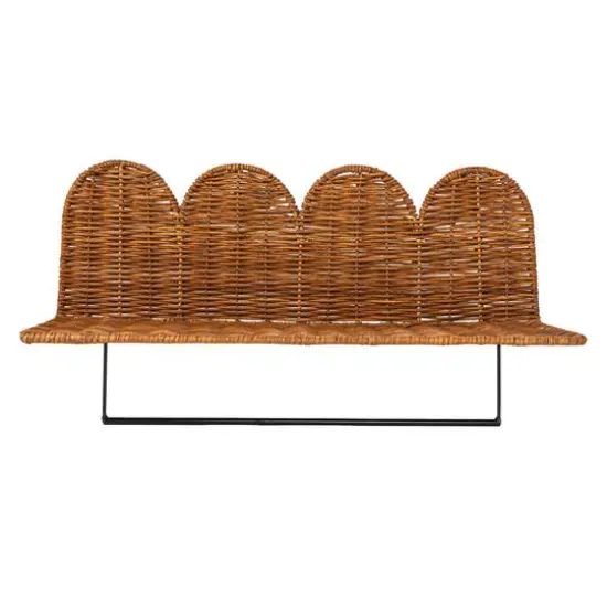 Hello Honey&reg; Natural Rattan Wicker Wall Shelf with Scalloped Edge & Metal Rod {7}