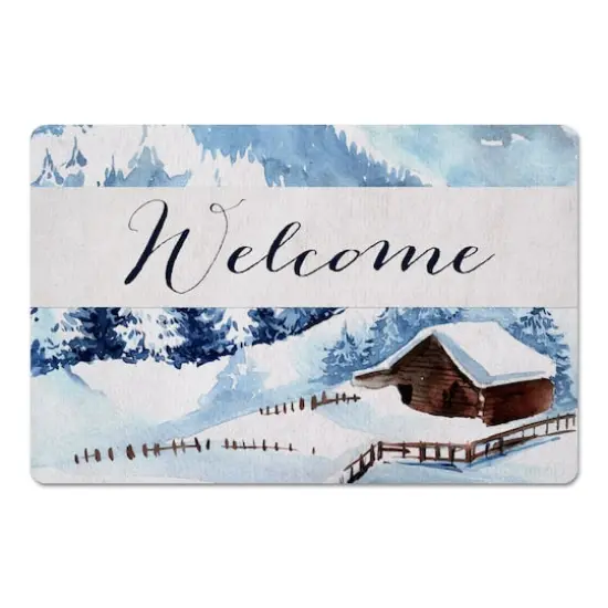 Welcome Snowy Cabin 27x18 Floor Mat {1}