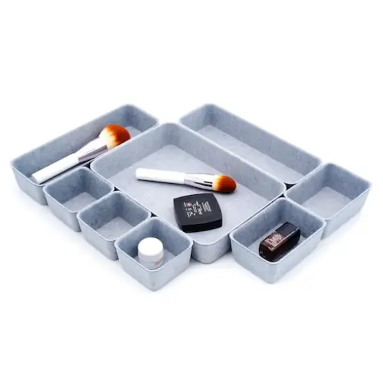 Welaxy Felt 8 Piece Drawer Organizer Tray Set Glacier {5}