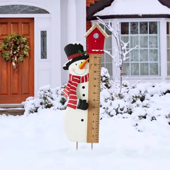 Glitzhome&reg; 40" Snowman Snow Gauge Yard Stake {3}