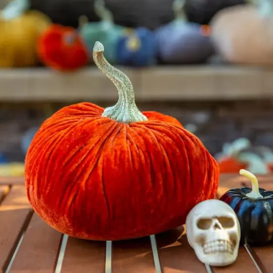 Flora Bunda&reg; 8" Velvet Decorative Pumpkin Orange {4}