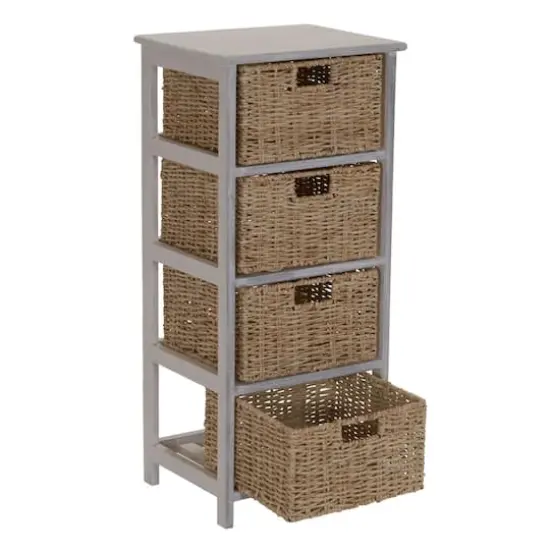 Household Essentials 4-Drawer Dresser with Natural Wicker Baskets {7}