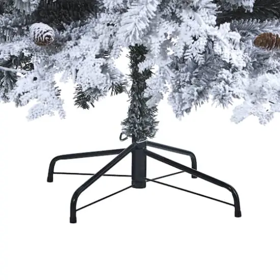 8ft. Pre-Lit Flocked Montana Down Swept Spruce & Pinecones Artificial Christmas Tree with Clear LED Lights {8}