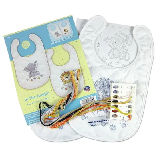 Design Works™ In The Jungle Bibs Stamped Cross Stitch Kit {3}