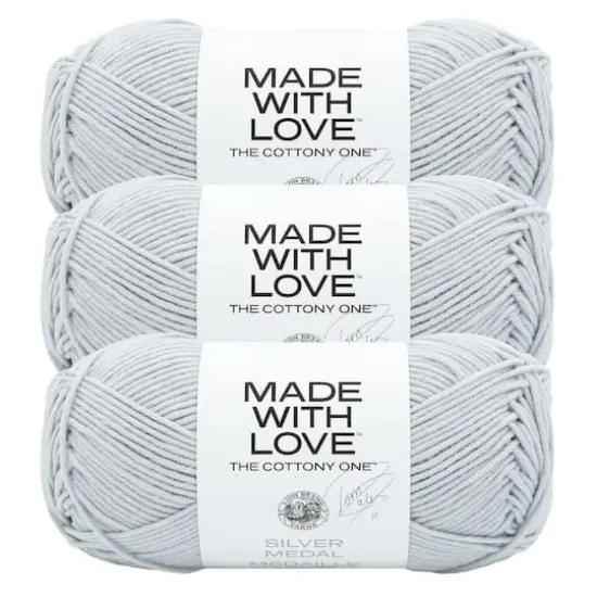 3 Pack Lion Brand&reg; Tom Daley Made with Love&trade; The Cottony One&trade; Yarn Silver Medal {1}