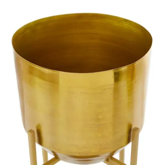 Gold Metal Planter with Removable Stand Set {5}