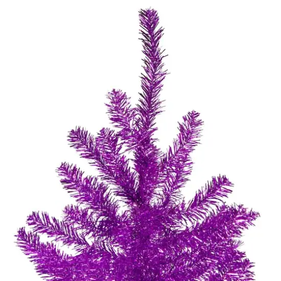 7ft. Unlit Metallic Purple Tinsel Artificial Christmas Tree {4}