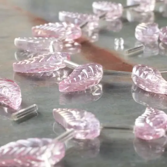 Pink Glass Leaf Beads, 18mm by Bead Landing&trade; {3}