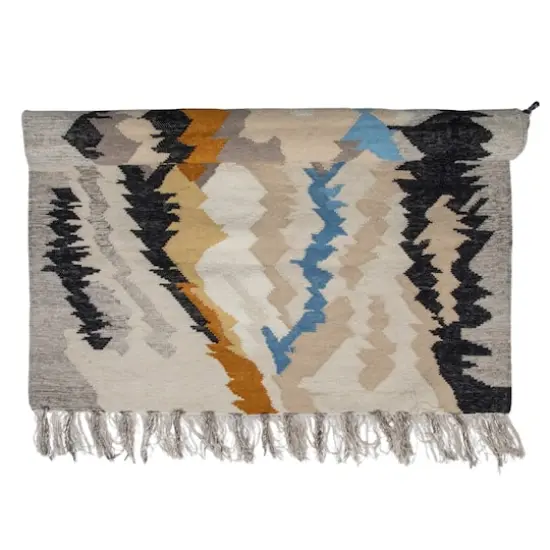 Hello Honey&reg; 4ft. x 6ft. Multicolor Woven Wool & Cotton Blend Kilim Rug with Fringe {1}