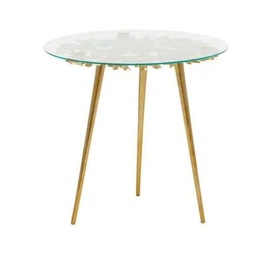 Gold Aluminum Modern Accent Table, 22" x 22" x 22" {9}