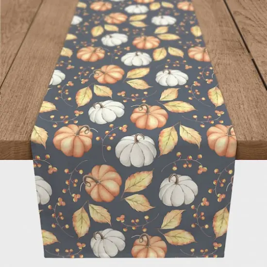 72" Harvest Pumpkins & Leaves Table Runner {1}