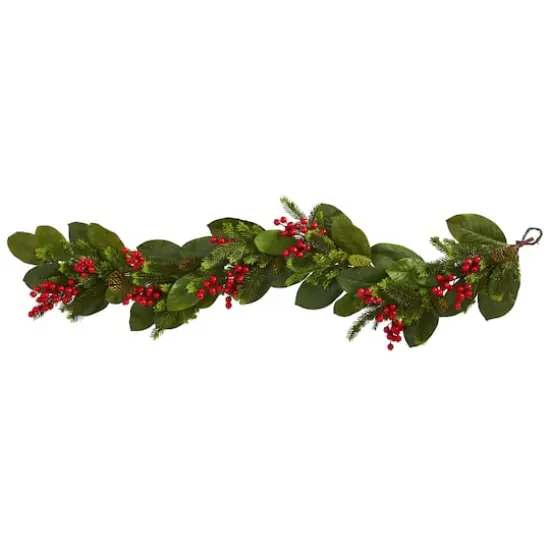 5ft. Magnolia Berry Pine Artificial Garland {1}