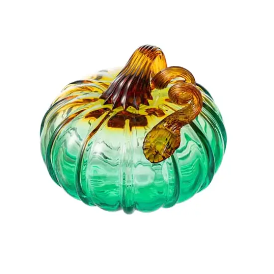 Glitzhome&reg; 5.75" Gradient Turquoise Glass Pumpkin {8}
