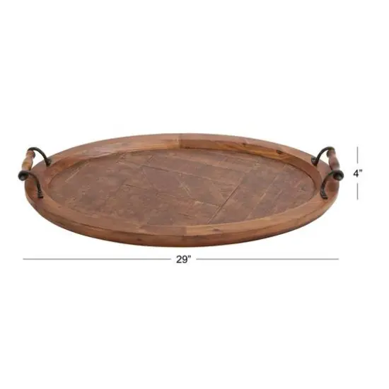 29" Natural Brown Wood Rustic Tray {6}