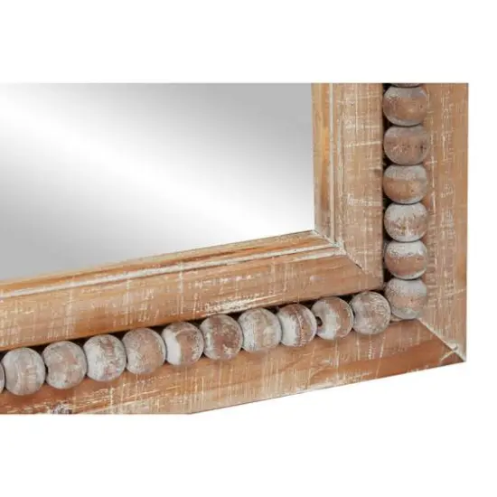 48" Light Brown Boho Style Wood Wall Mirror {5}