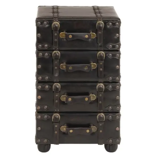 28" Black Faux Leather Traditional Chest {1}