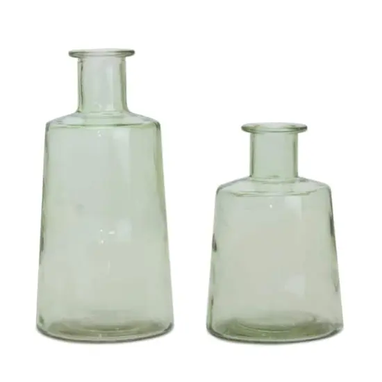 Sage Green Glass Bottle Vases Set {1}