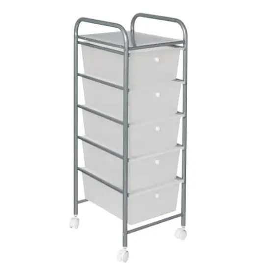 Honey Can Do Silver 5-Drawer Rolling Storage Cart {1}