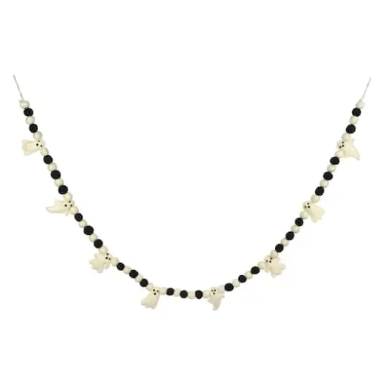 6ft. Black & White Felt Ghost & Pom Pom Garland by Ashland&reg; {1}