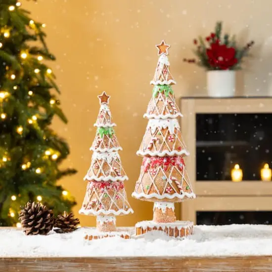 Glitzhome&reg; Resin Christmas Tree Table Decor Set {5}