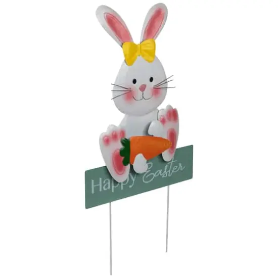 18.75" Bunny with Carrot Happy Easter Outdoor Garden Stake {5}