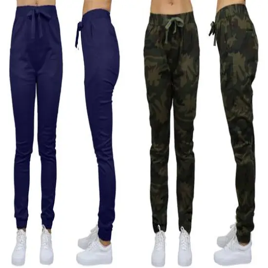Galaxy By Harvic Loose Fit Stretch Twill Women's Joggers 2 Pack Camouflage/Navy {1}