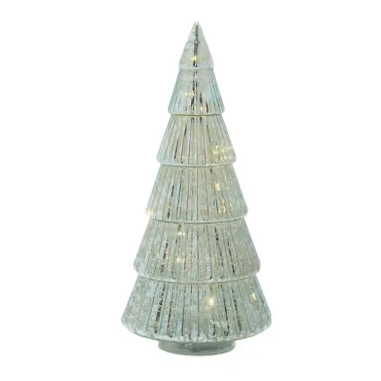 Green Mercury Glass LED Tree Set {6}