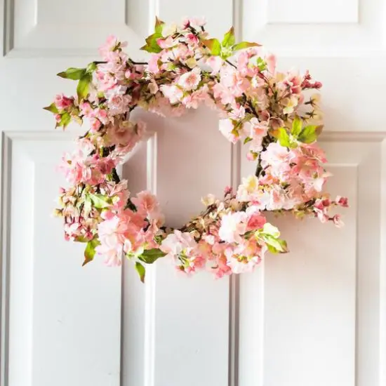 24" Pink Cherry Blossom Wreath {7}