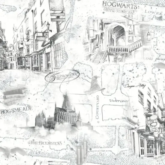 RoomMates White Harry Potter Map Peel & Stick Wallpaper {1}