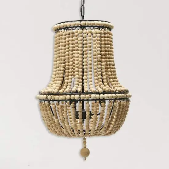 Hello Honey&reg; Draped Wood Bead Chandelier Natural {3}