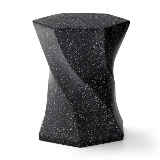 Glitzhome&reg; 17.75" Multifunctional Twist-Style Faux Terrazzo Garden Stool Black {1}